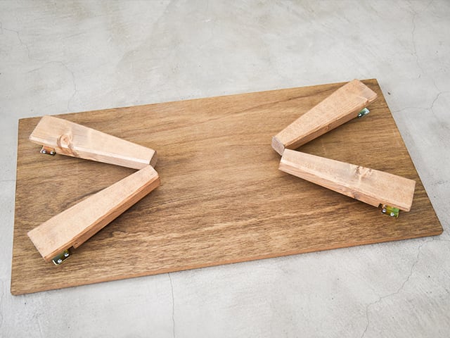 木製折りたたみテーブル チェック柄