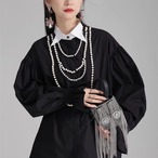 Puff sleeve pearl embellished shirt (ME168)