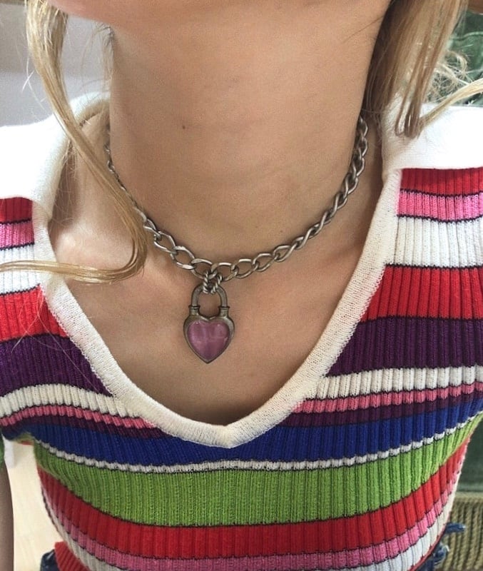 LANIE Never End Chain Choker シルバー ピンク