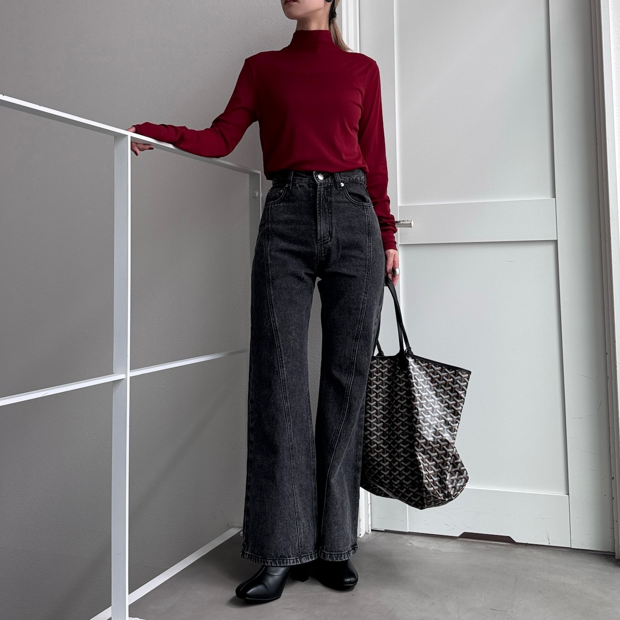 メッシュシアーボトルネックPO/レッド