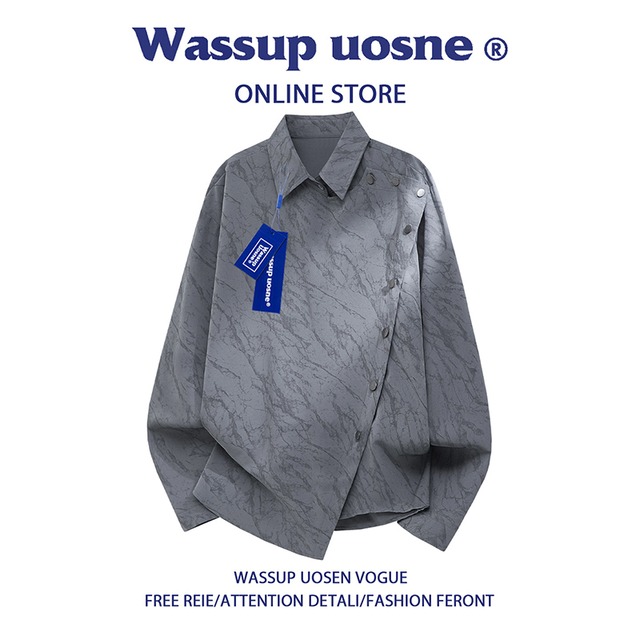 【WSシリーズ】★チャイナ風トップス★ 2color シャツ 長袖シャツ ユニセックス 絞り染め
