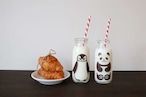『冷感ミルクボトル牛乳スマイルグラス』『ペンペン&パンダ君』*子供 笑顔 牛乳 着せ替え ボトル ペンギン パンダ 動物