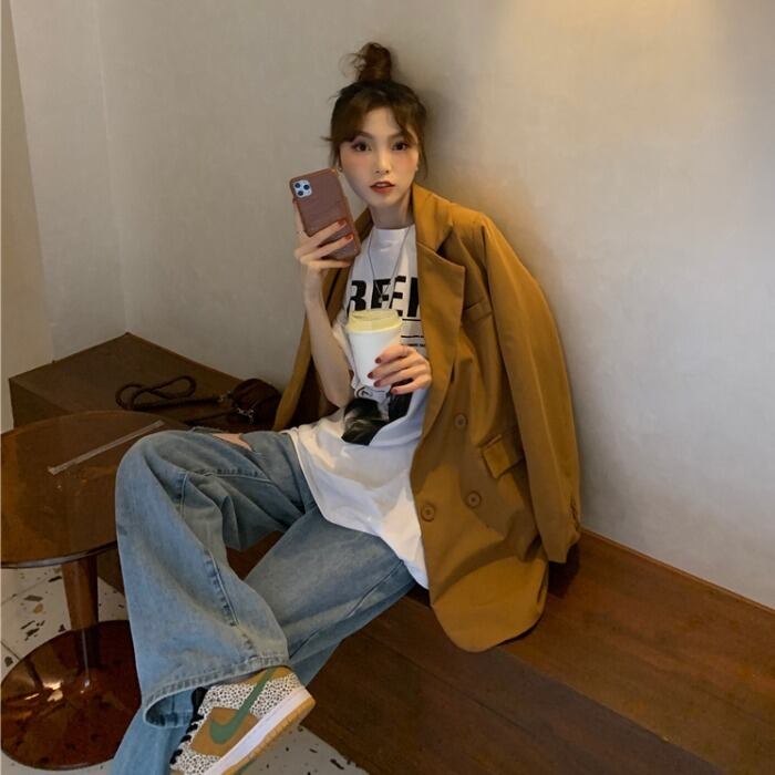 レディースルーズカジュアルジャケット スプリングオータムトップス 春物 秋物 モンロー74141719221