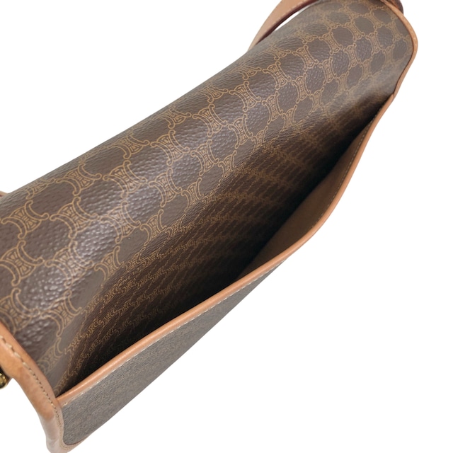 CELINE セリーヌ マカダム ショルダーバッグ ブラウン ブラゾン PVCレザー vintage ヴィンテージ オールド mgt7zs