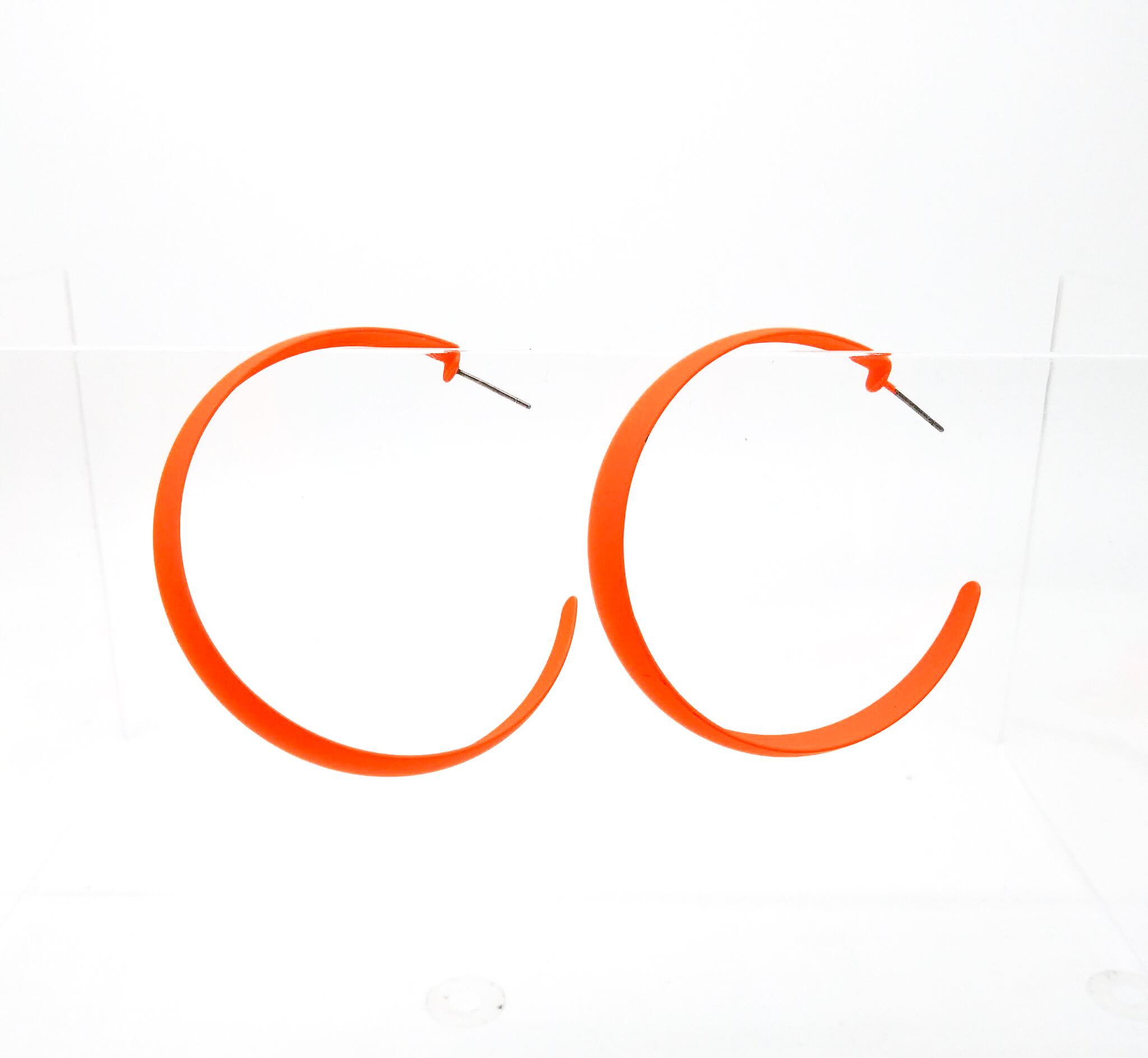 幅広フープピアス ネオンオレンジ ネオンカラー 蛍光 イベント ダンス 発表会 派手 カラフル 個性派 アクセサリー 明るい ハッピー 原宿系