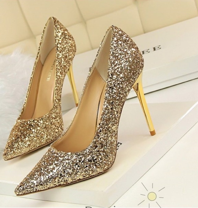 ゴールド　パンプス　ハイヒール　iK0002