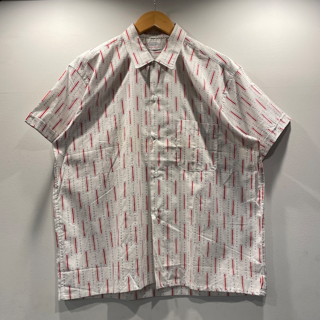 1960'S CRAWFORD S/S 総柄 COTTON SHIRT WHITE