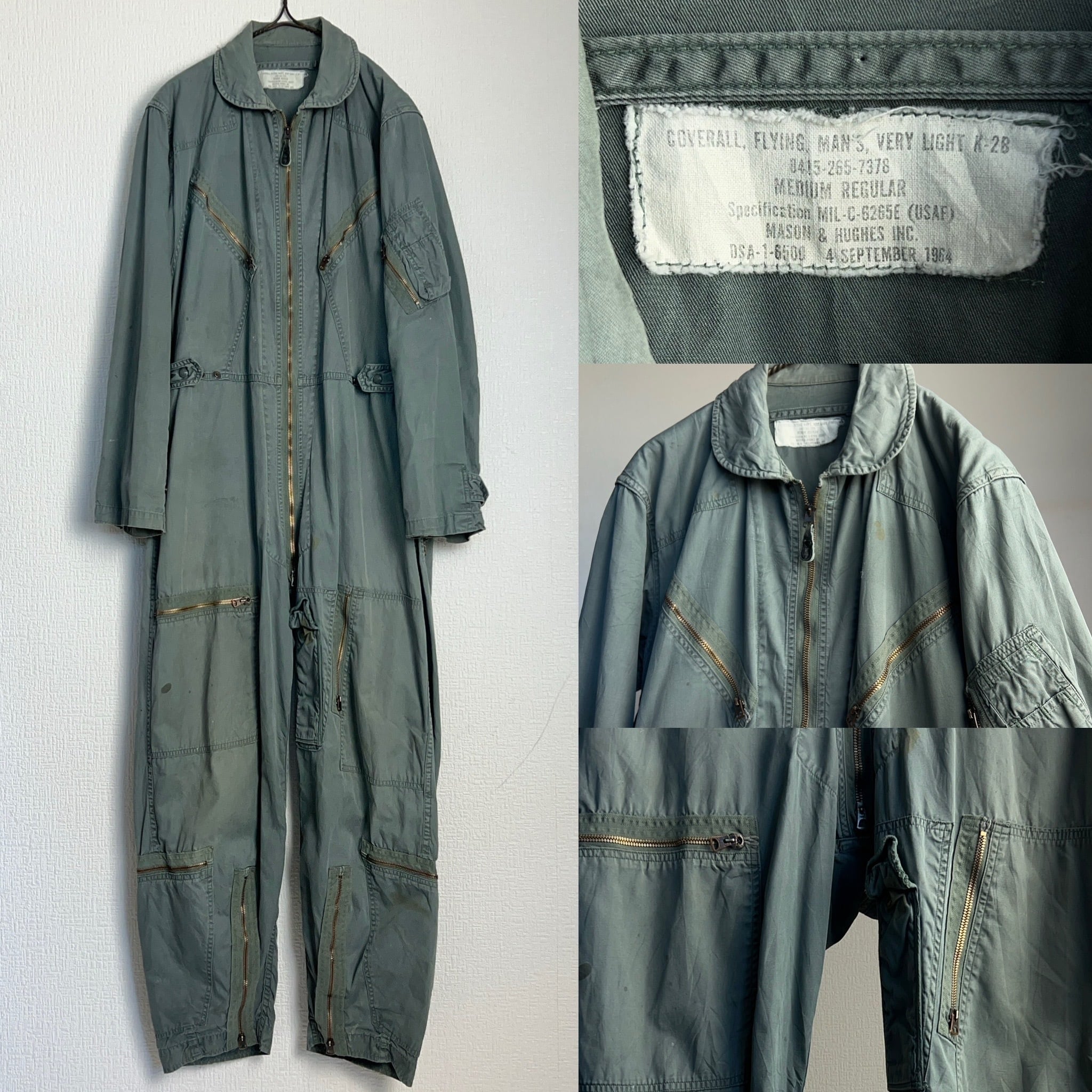 60's USAF K-2B Coverall 6265E 60年代 米空軍 フライングスーツ 60's USAF K-2B Coverall 6265E 60年代 米空軍 フライングスーツ