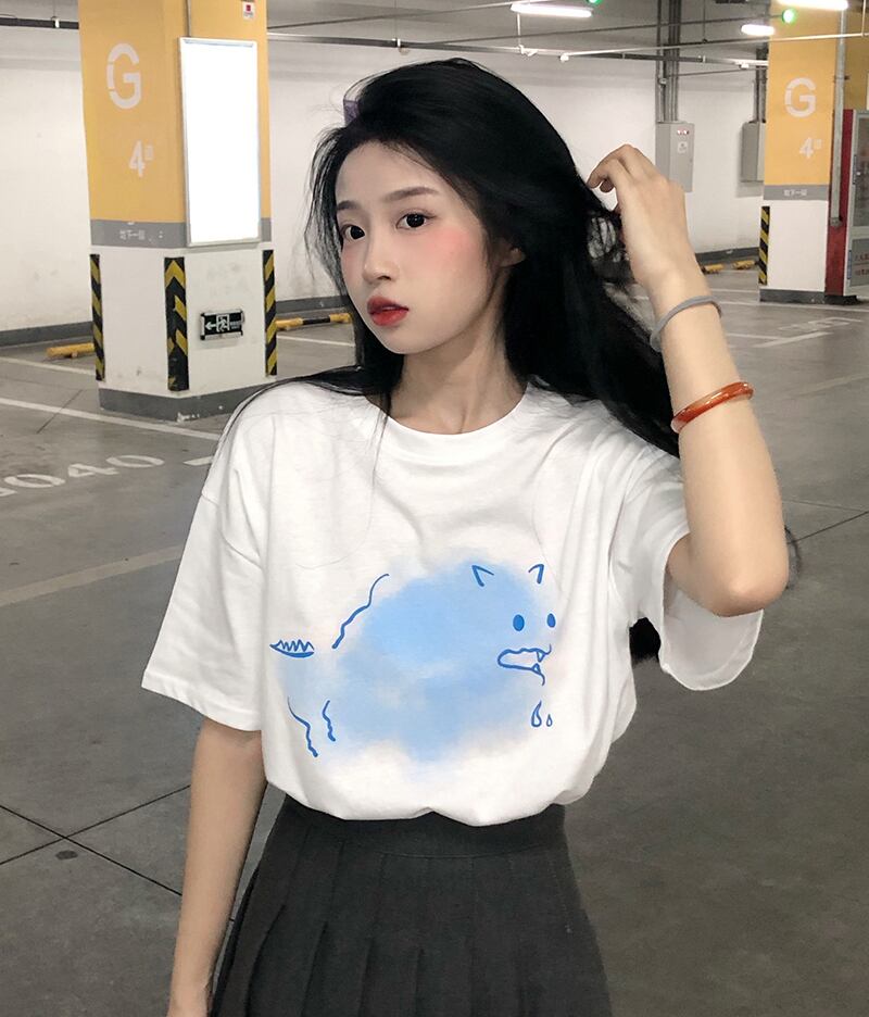 レッドホワイトTシャツ サマールーズ 夏物 YY-ファッション27178226804