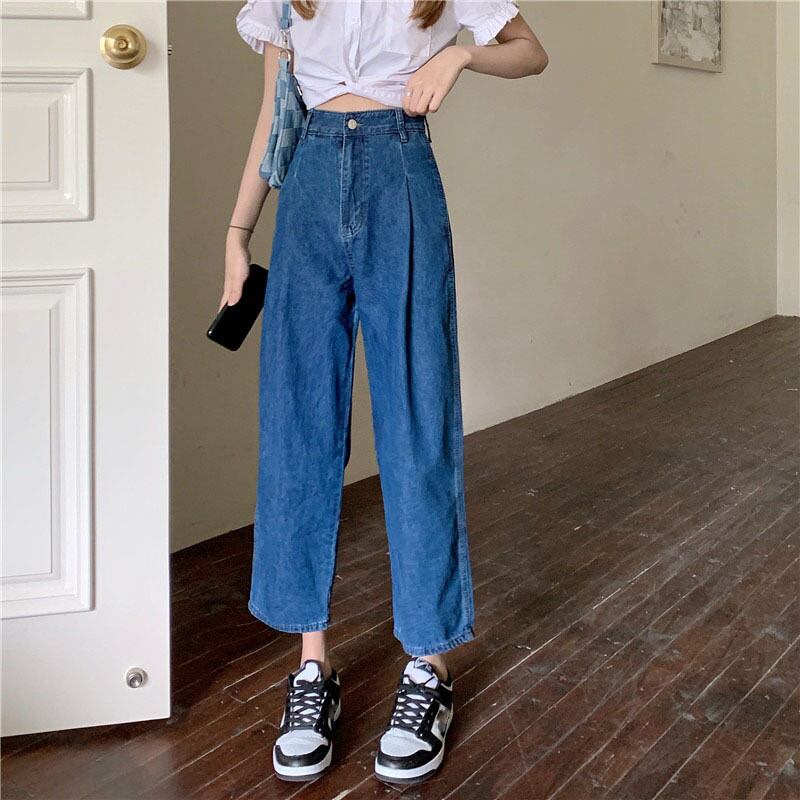 サマーハイウェスト薄手パンツ ダークジーンズ レディース 夏物 YY-ファッション32925567103