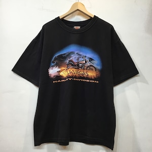 ’02 Harley-Davidson ハーレーダビッドソン 半袖Tシャツ 黒T バイク 両面プリント ハーレーT バイクT バイカーT 古着 gr-166