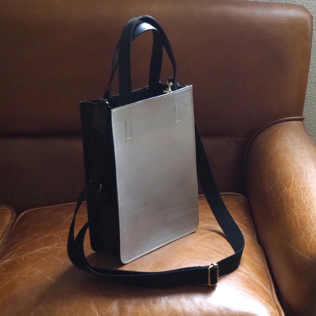 Tote bag S (hand painted leather) with shoulder strap, cowhide