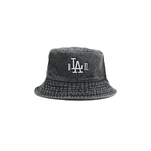 b"LA"zz 3D DENIM BUCKET HAT 24' [BLACK x SILVER]