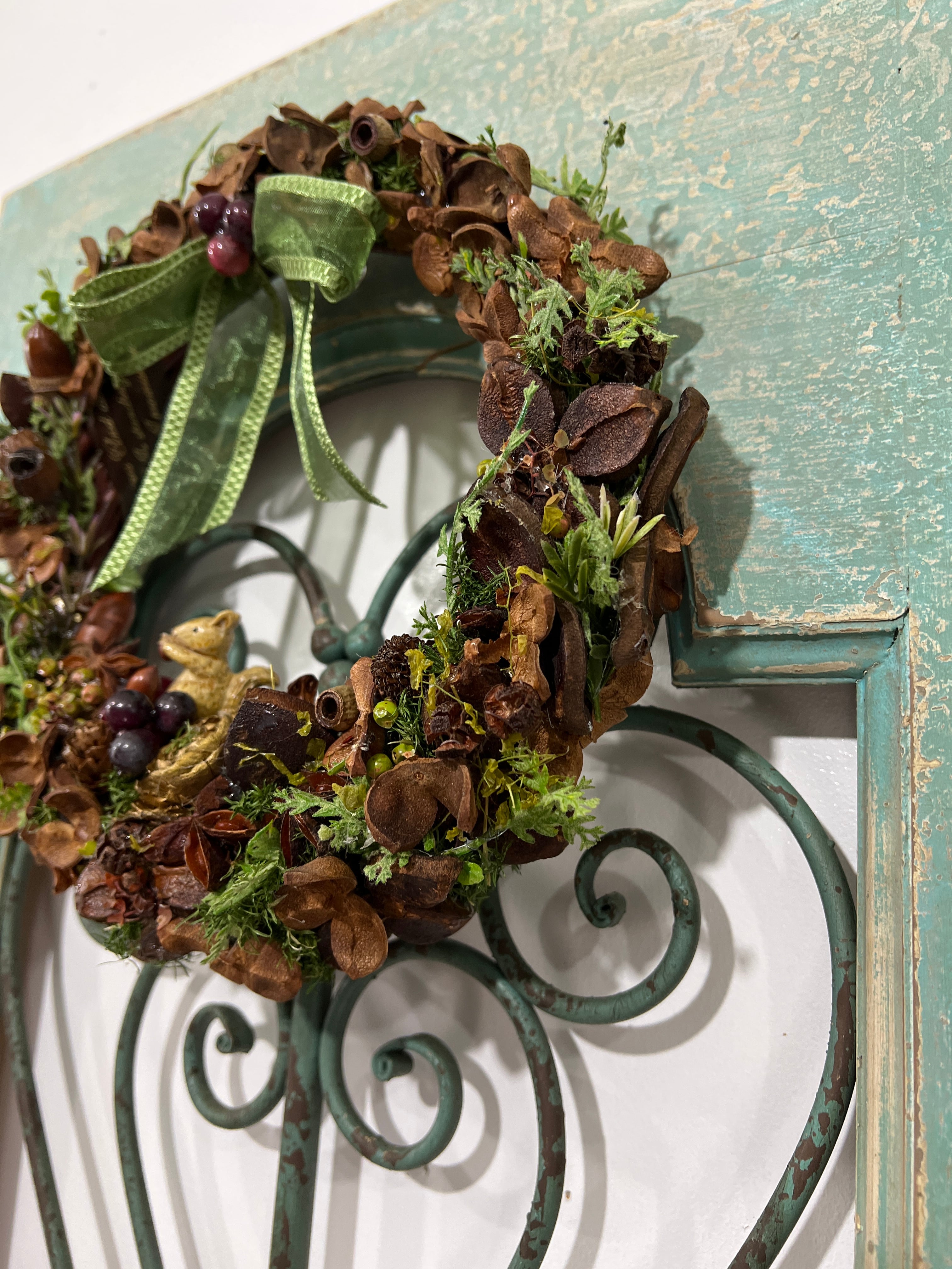 木の実リース 椿 サザンカ 自然素材でナチュラルリース