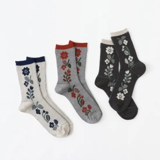 french bull(フレンチブル) / 25260 メヌエットソックス / ベージュ・グレー・チャコールグレー / 23〜25cm