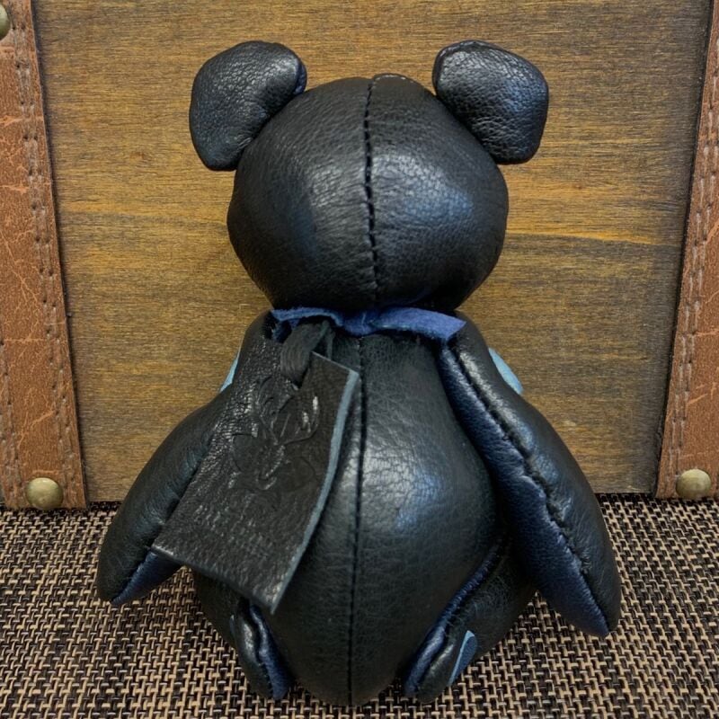 ジビエレザー鹿革ベルベア★マイスターの手作り「ベルズベア」ブラック＆インディゴ　写真の1点販売です