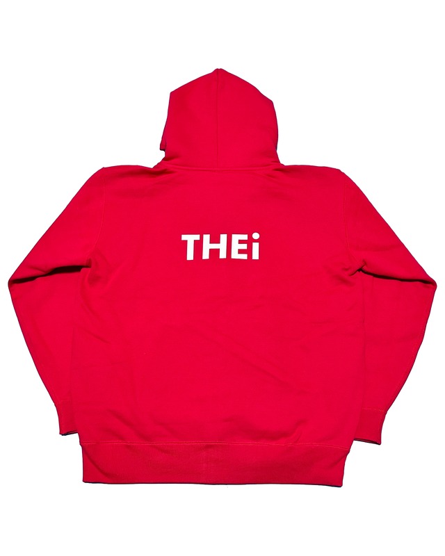 BASIC BACK PRINT HEAVY WEIGHT ZIP UP SWEAT HOODIE - RED