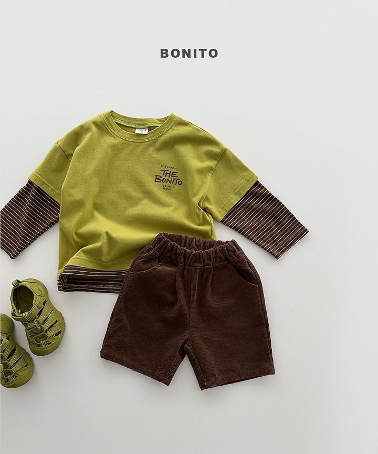 韓国子供服 / BONITO / 26Autumn / レイヤード風半袖Tシャツ / 秋服 *12M~JM *
