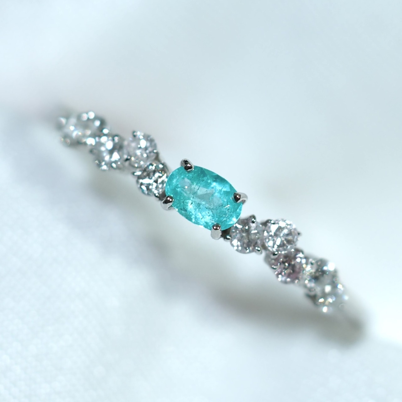 パライバトルマリン ブラジル産 リング 0.088ct D0.13ct pt900 Paraiba Tourmaline