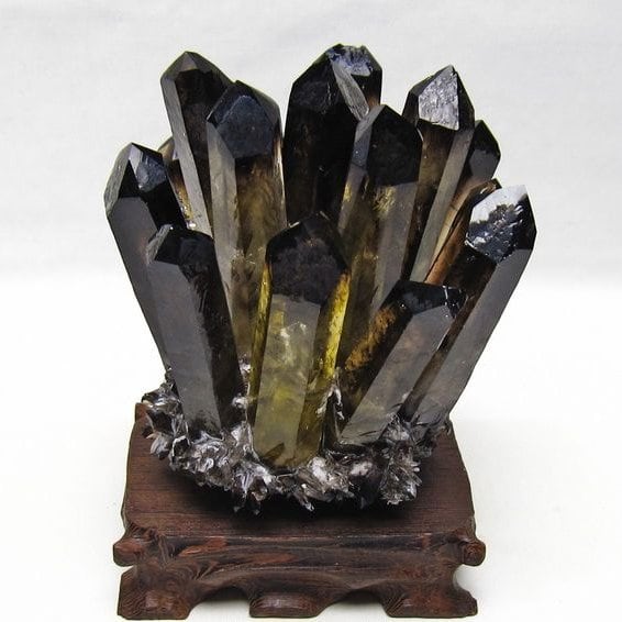 黒水晶 クラスター モリオン 原石 台座付属 一点物 182-8703