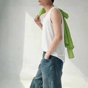 タンクトップ Uネック レディース メンズ 春夏 韓国 インナー トップス 大人 シンプル ゆったり リブカットソー リブトップス 無地 ホワイト ブラック 重ね着 スポーツ 大人可愛い 大人女子