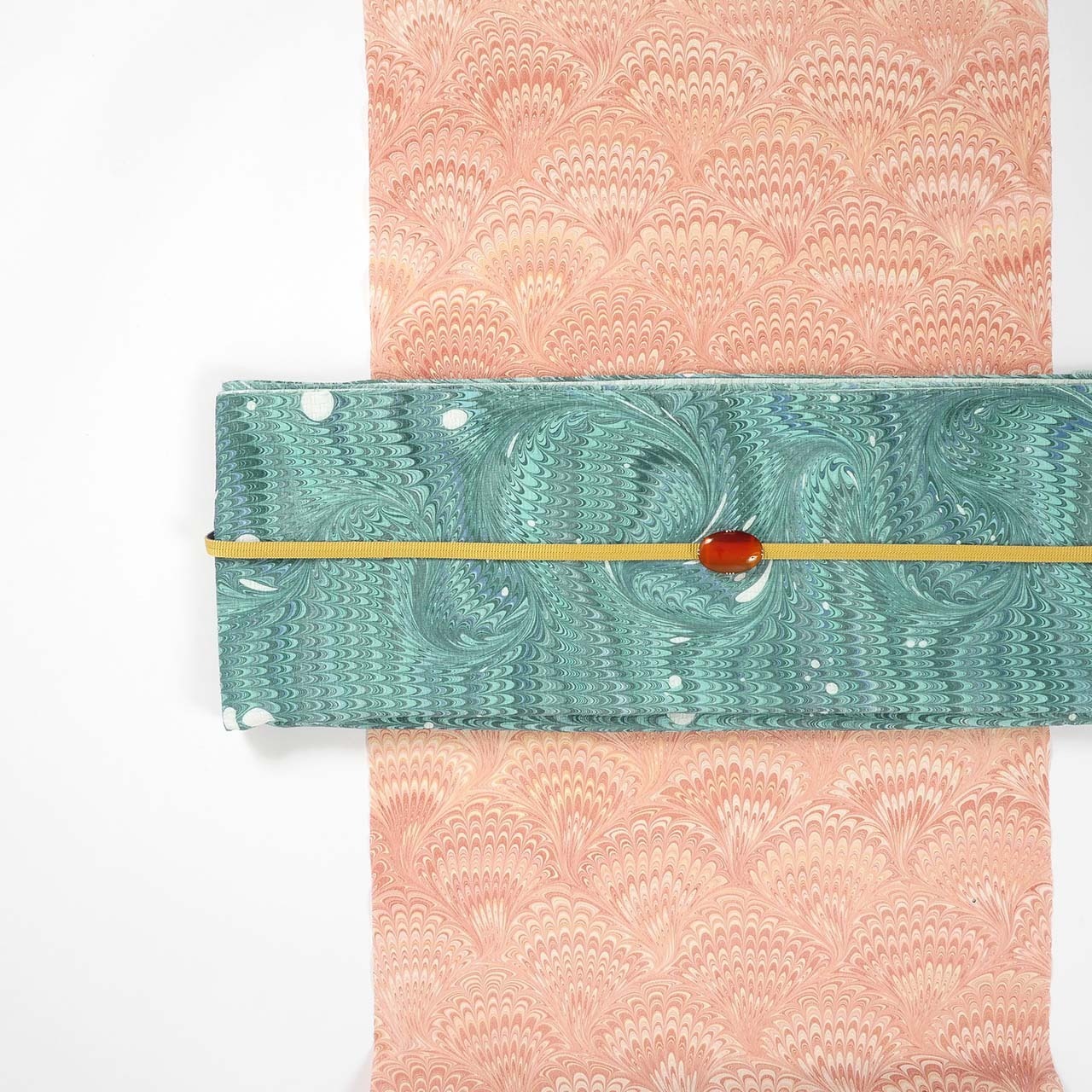 suminagashi リバーシブル半巾帯 〈clear　green〉