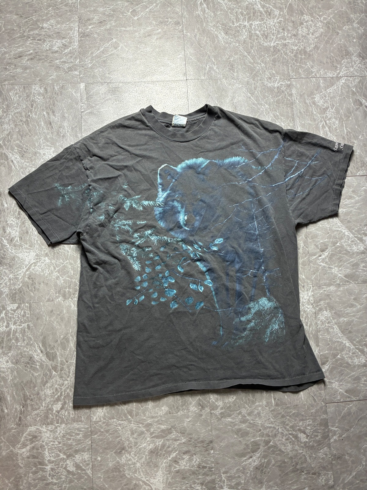 90s USA製 ヘインズ ビーフィー オオカミ アニマル Tシャツ XXL 墨黒 