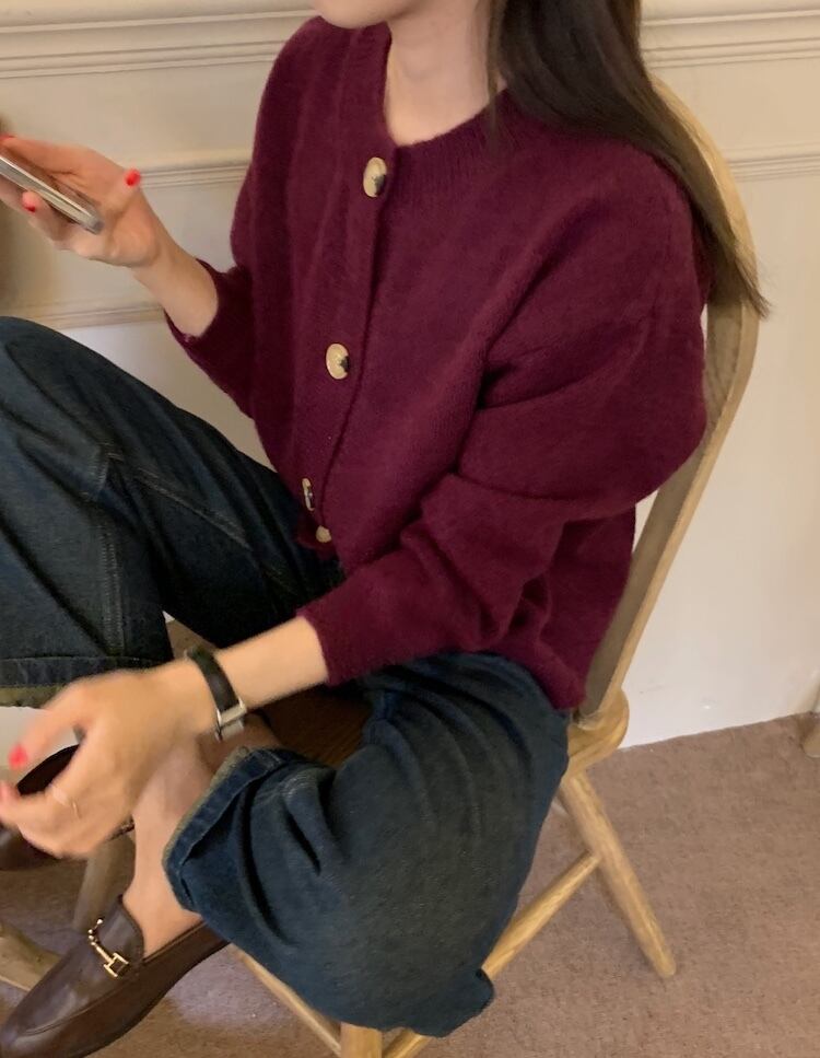 カラーセーター カーディガンウィンタールーズラウンドネック長袖スリーブ ロング 冬物 Oネック ビッグFスモールZ韓国99946541314