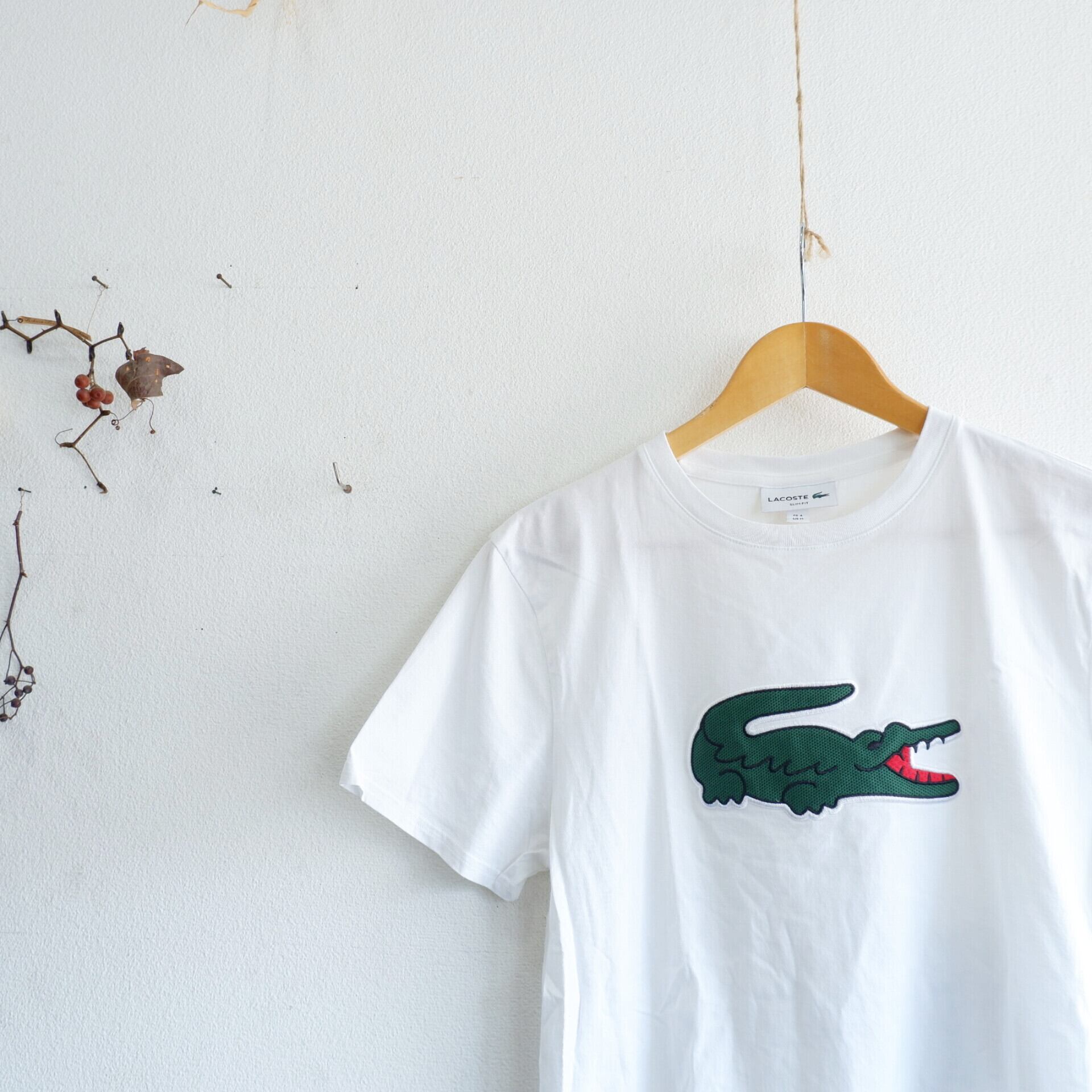 ラコステ ワッペン 長袖 Tシャツ M ネイビー LACOSTE ロゴ メンズ   【231017】