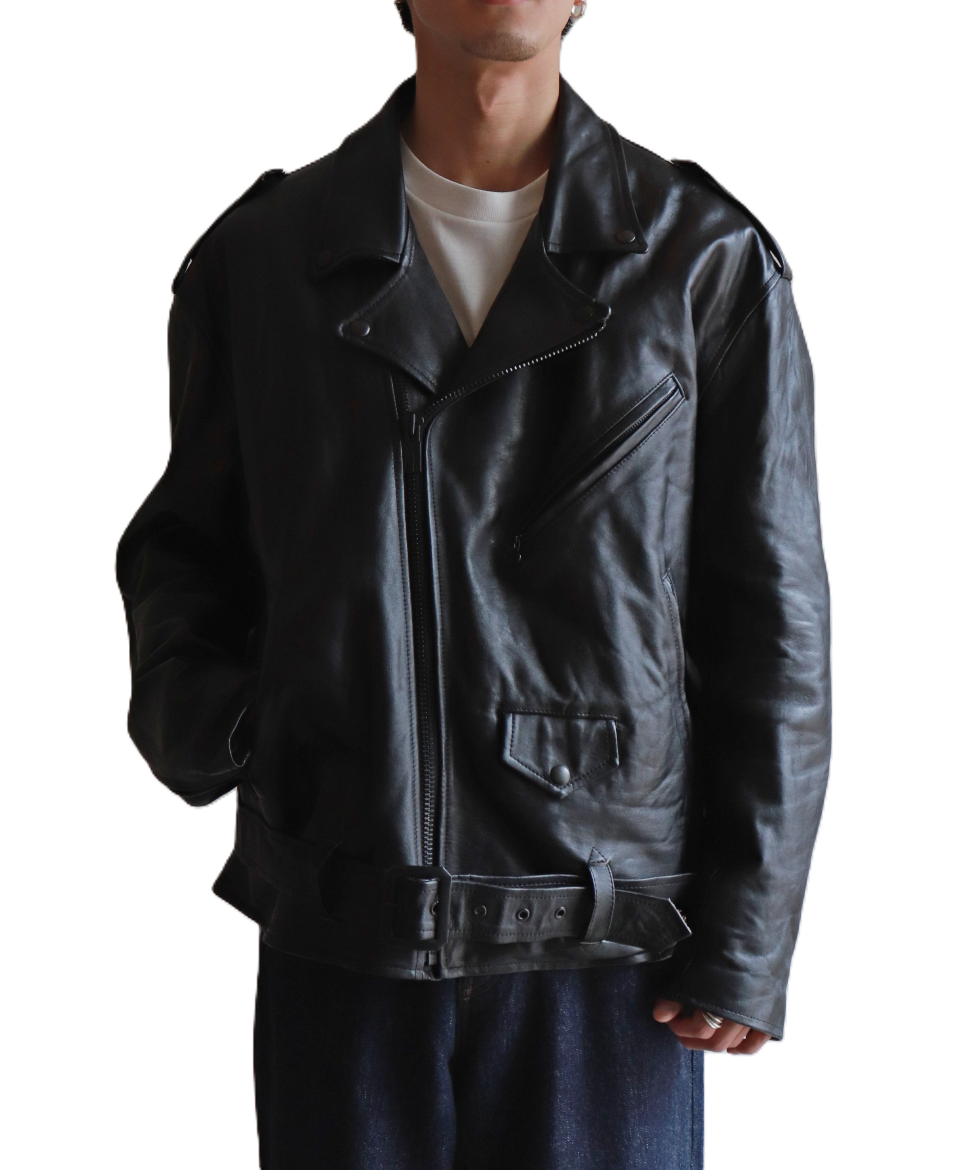 blackmeans×Rafu / Rafu045 LEATHER JACKET (BLACK SMOOTH
