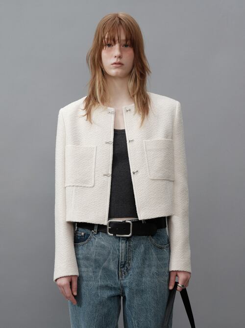 Na.e　ツイードジャケット　アイボリー na.e The Tweed Jacket_Ivory ツイードジャケット