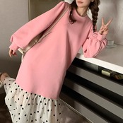 Pink Polka Dot Patchwork Sweatshirt Dress 5068