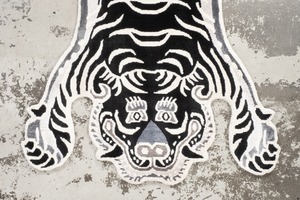 Tibetan Tiger Rug 《Sサイズ•シルク・オリジナル1•モノクロ159》チベタンタイガーラグ