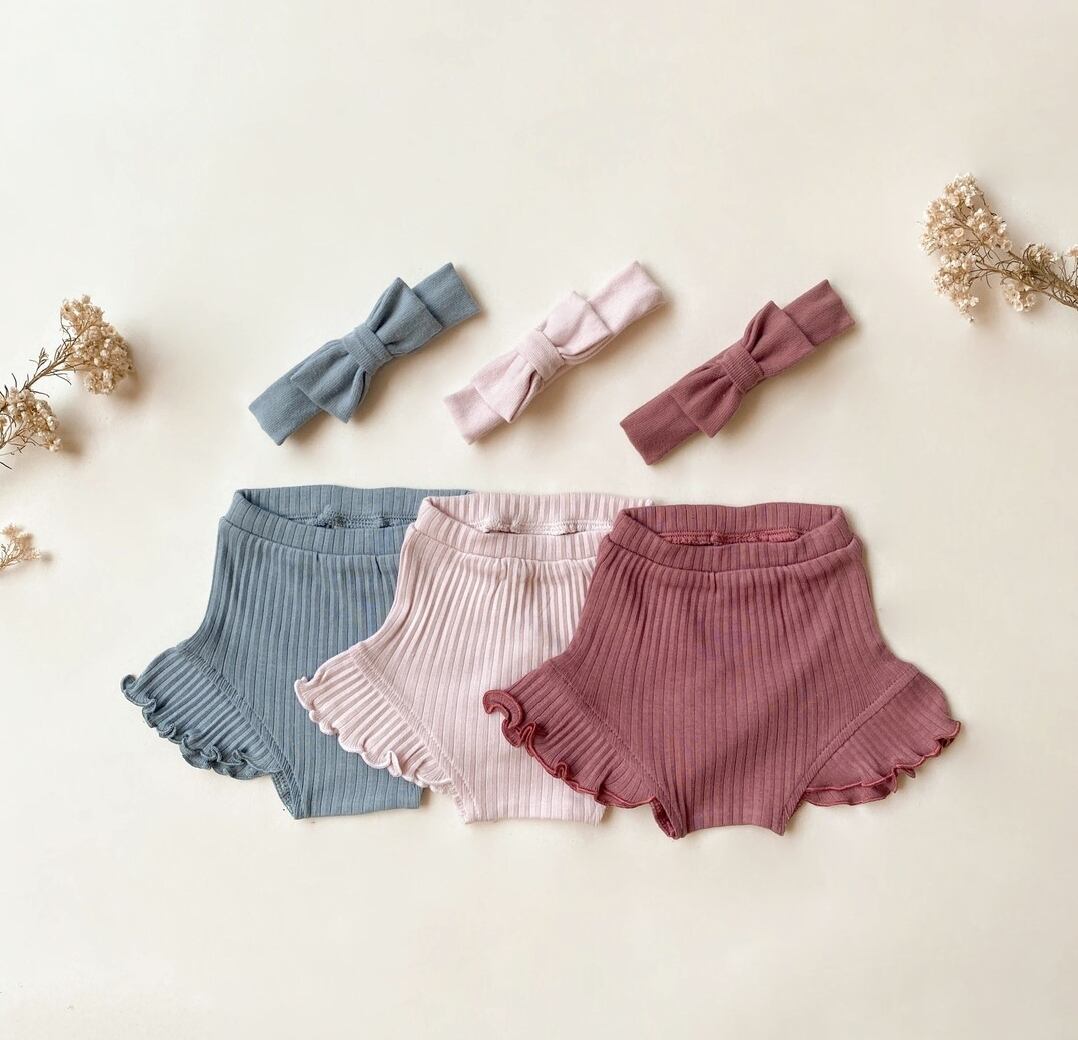大人気ブルマ国内発送/1YBoho baby/ruffle rib bloomer/ラッフルリブニットブルマ1歳♡