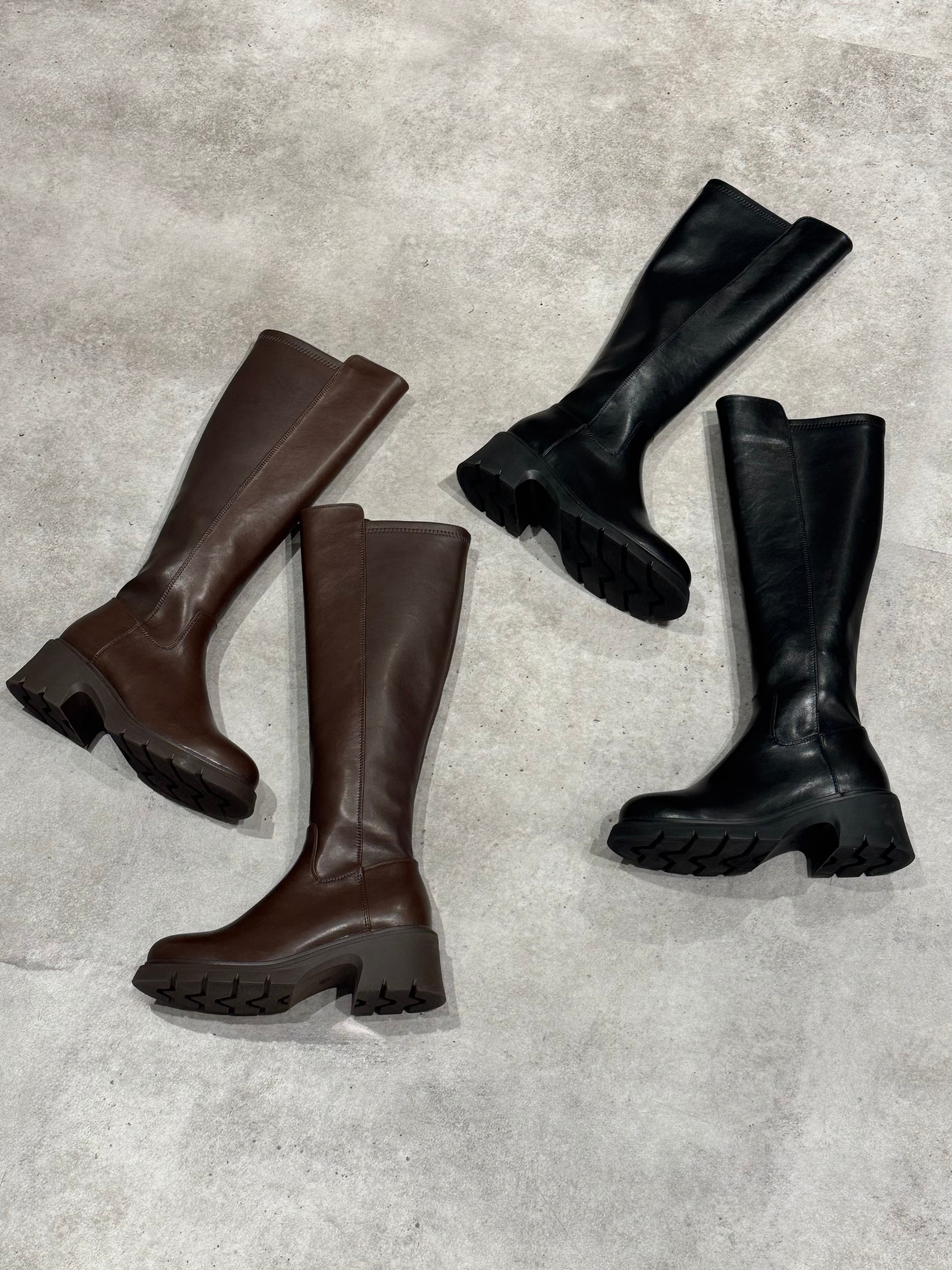 smooth leather long boots