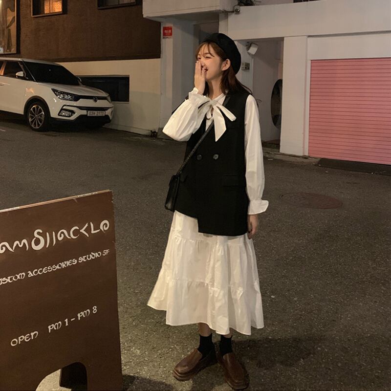 スカート オータムウィンタールーズホワイトドレス 薄手Aライン 秋物 冬物 試着室22464355832