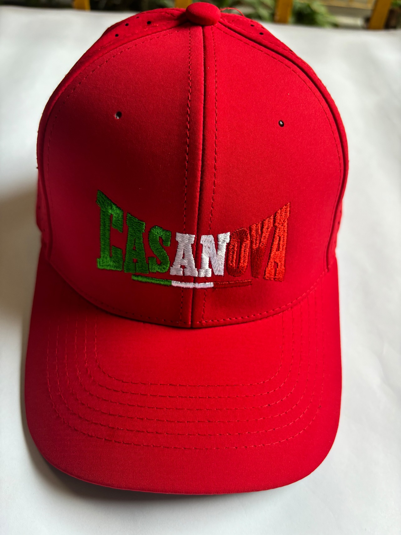【カーボンメッシュキャップ】レッド×トリコロール