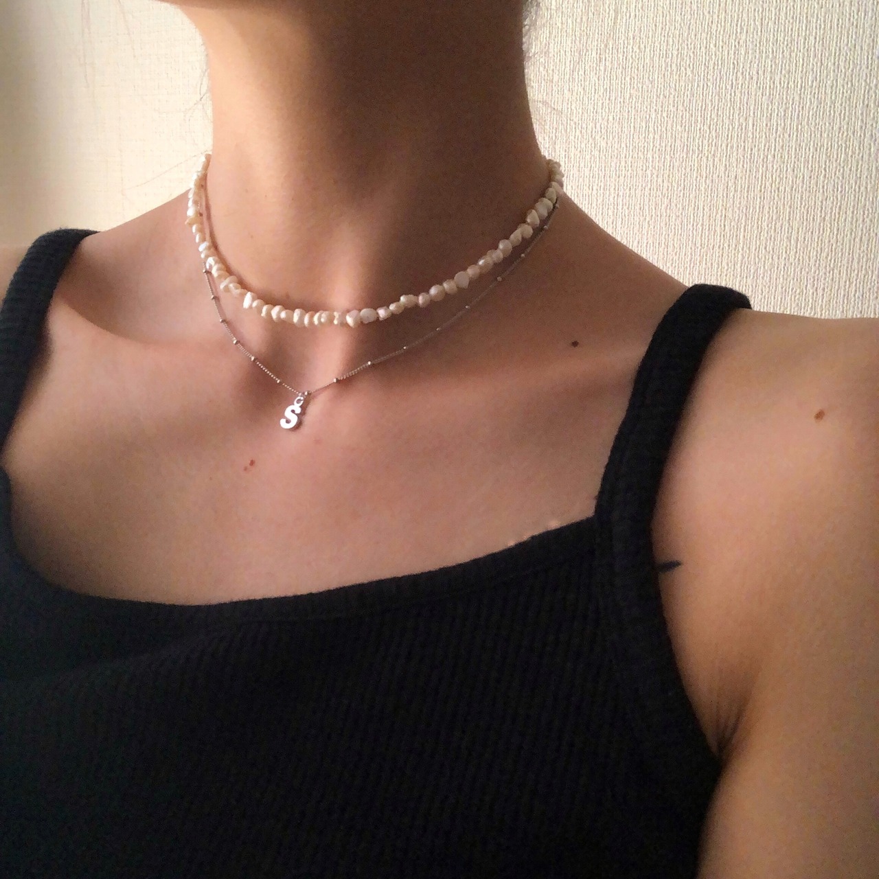 イニシャル　シルバーネックレス［SRN013］