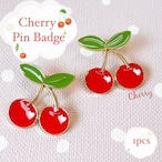 【 さくらんぼ ピンバッジ  】 1個 ゴールド ハート チェリー 果物 くだもの 山形 ピンブローチ 胸飾り 装飾ピン アンティーク アクセサリー ジュエリー ファッション 小物 ワンポイント レディース メンズ コサージュ プレゼント おしゃれ アクセント かわいい