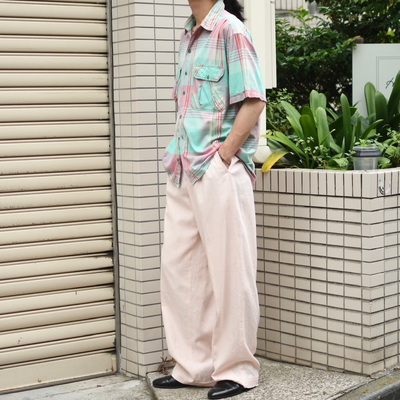 Green park cotton check shirt