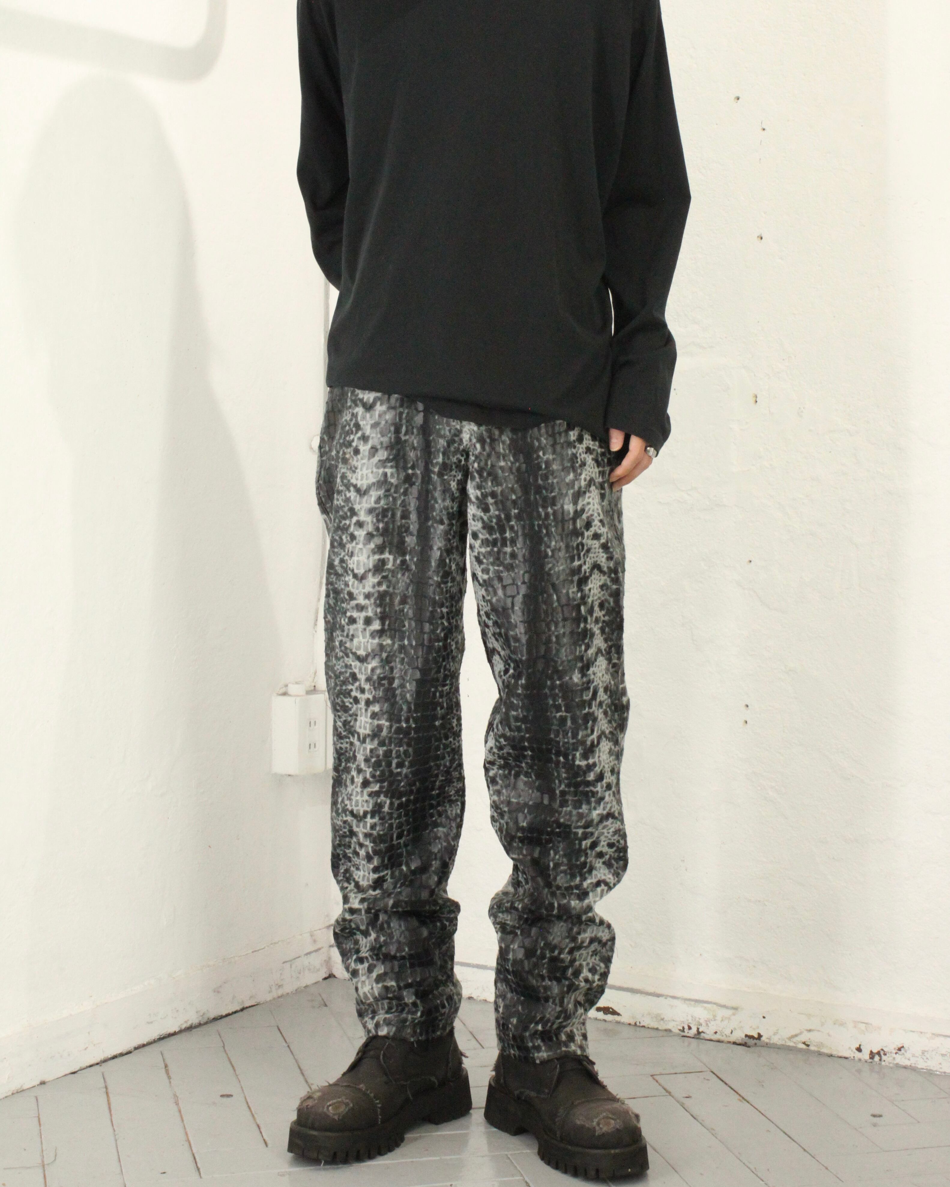 90s SELENE SPORT Like a Pyhon Pattern Fake Leather Pants