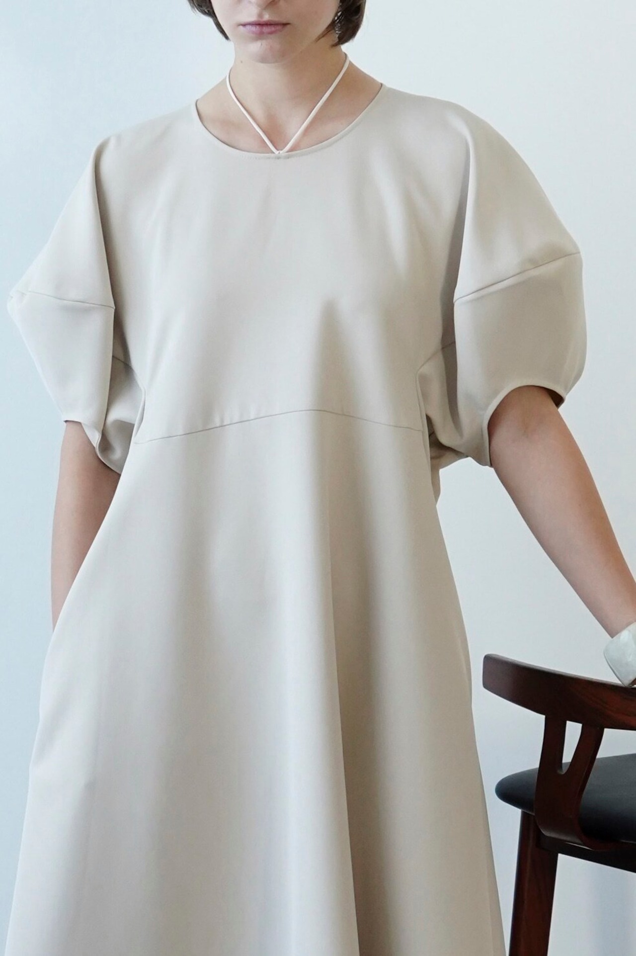 CLANE クラネ　NECK RIBBON LANTERN SLEEVE ONE PIECE