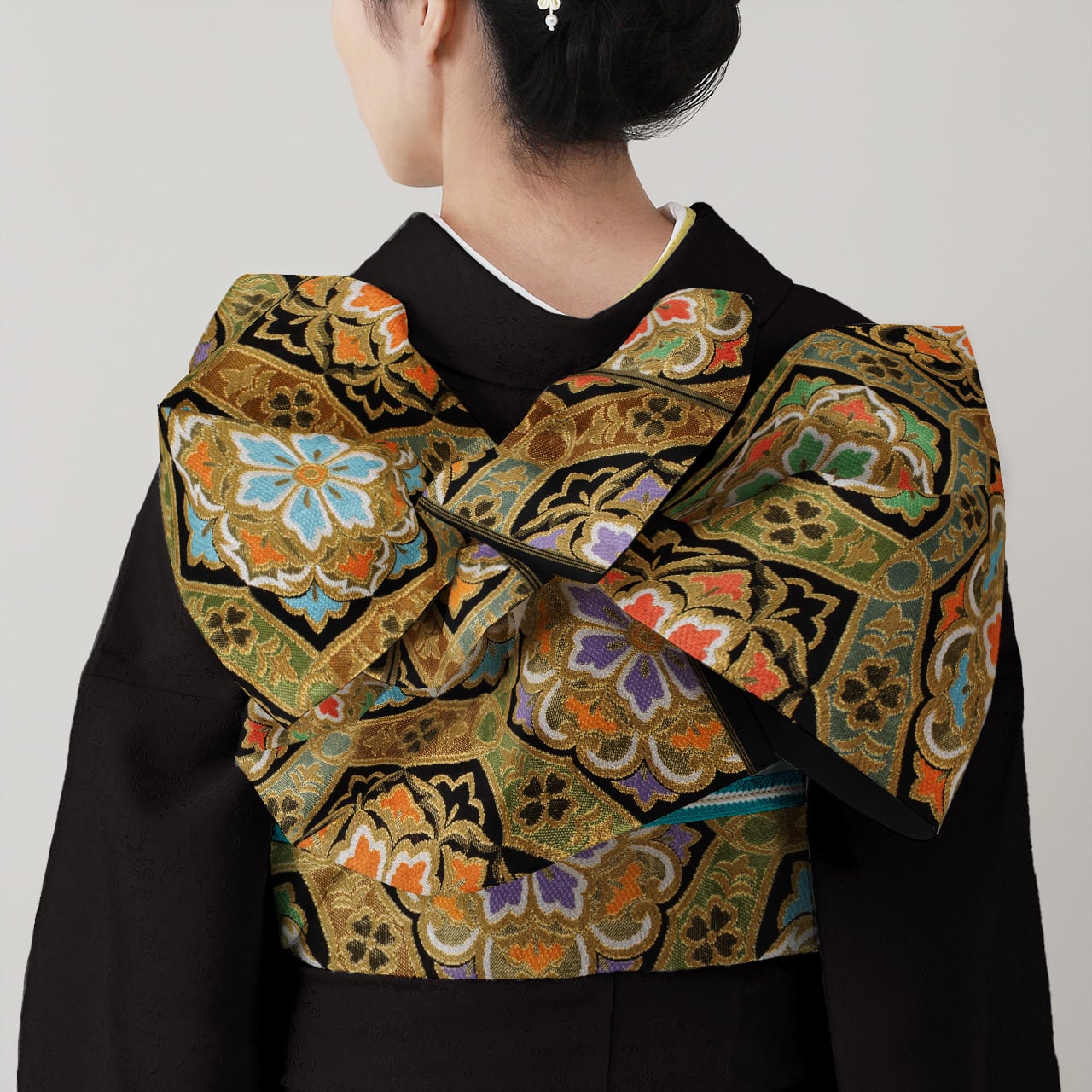 振袖用 袋帯 豊彩六稜文 (黒) | 川島織物 和装公式オンラインショップ