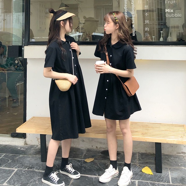 フレンチニッチブラックスカート春2020新しい女性のファッション半袖ミドル丈スカートウエスタンスタイルAラインドレス 1号婦人3359685121