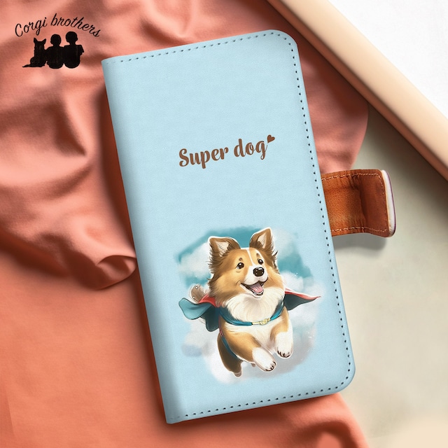 【 ヒーロー シェルティー 】 手帳 スマホケース　犬　うちの子　プレゼント　ペット　Android対応