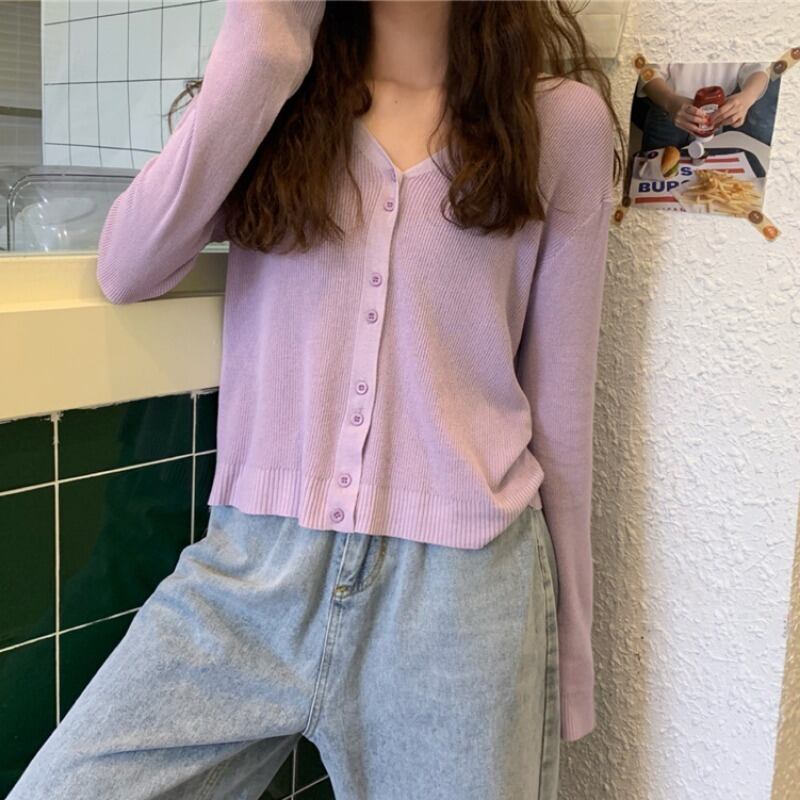 2020年夏の新しい女性のルーズで薄いアイスシルクの薄い野生の長袖セーター日焼け止めカーディガンジャケットトップ 1号婦人60253568877