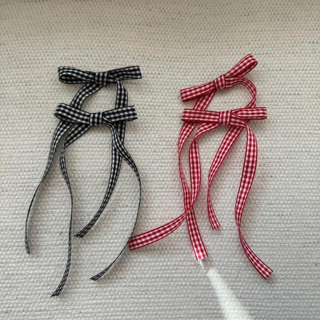 2set check ribbon hair clip【 2color 】