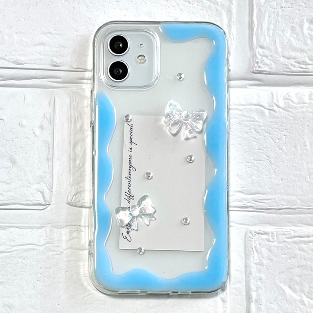 うねうねが可愛い♡オーロラリボン iPhoneケース (blue)