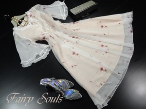 ★送料無料★（細身の9号）★花柄オ－ガンジ－フレア－ワンピ－ス(OPN3022) 