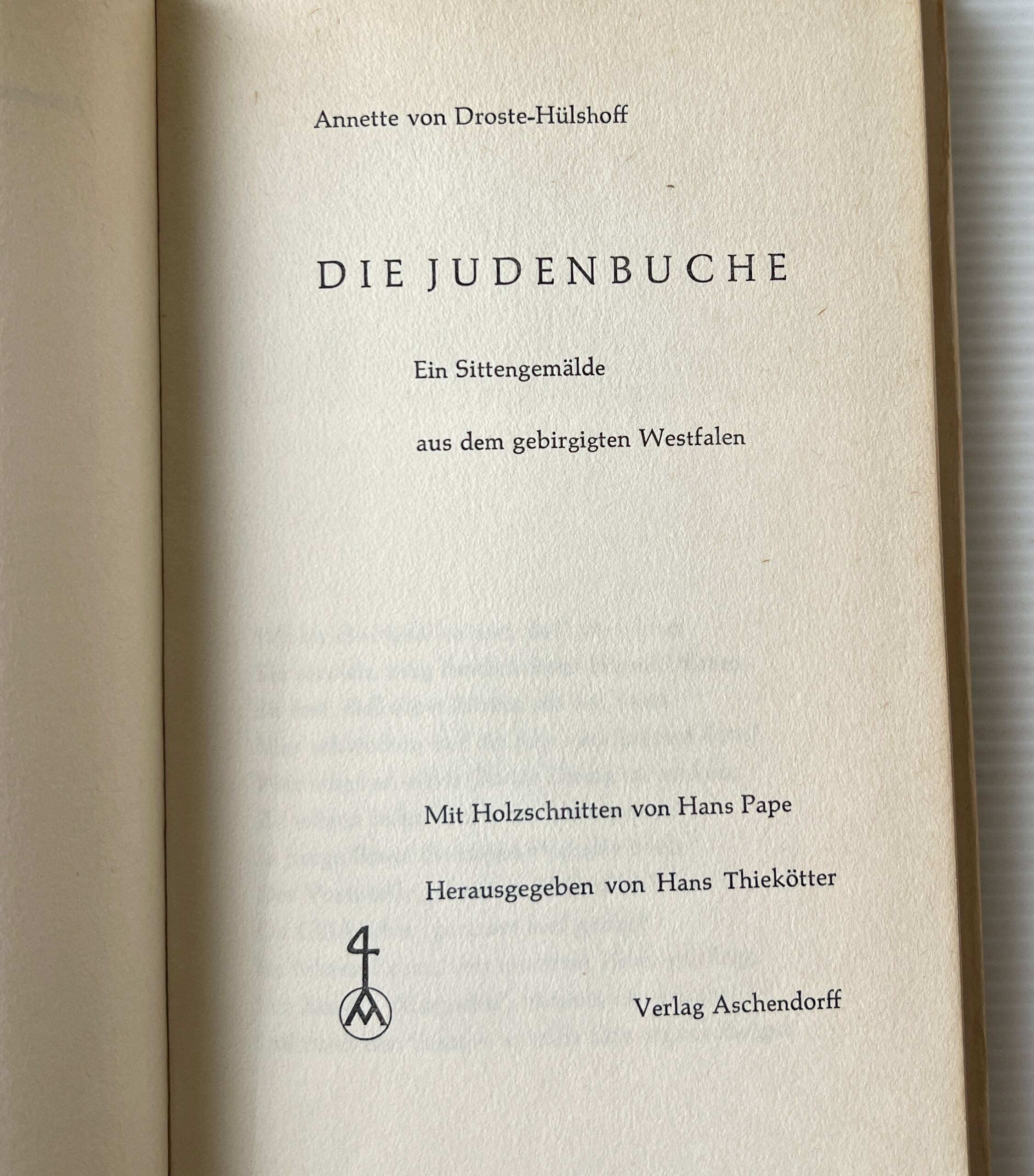 Die Judenbuche / Annette von Droste-Huelshoff / Verlag Aschendorff